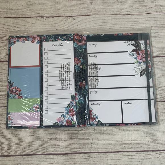 Vera Bradley Weekly Folio Rose Toile Pattern Elastic Closure Note Pads To Do - Picture 14 of 16